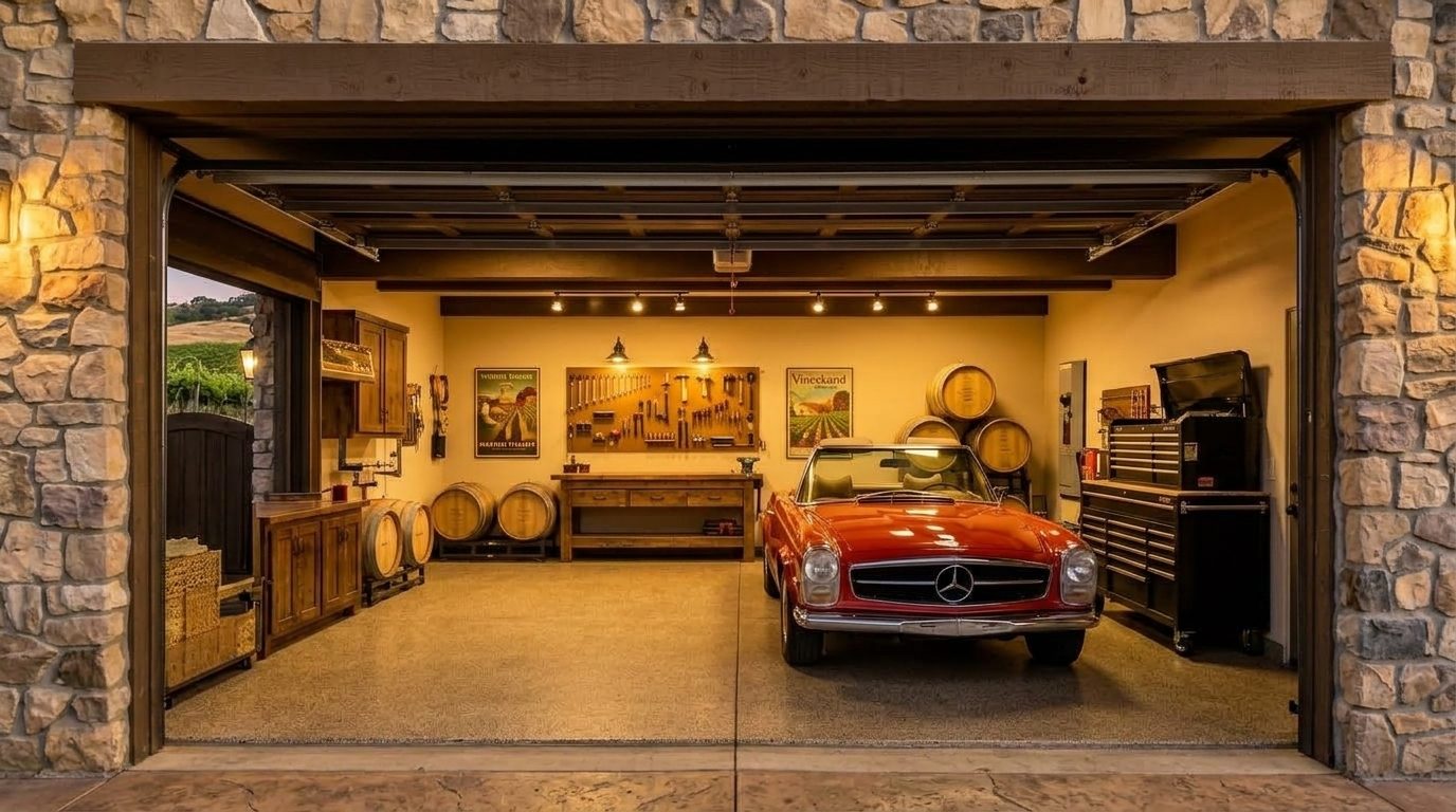 Julia Jackson Overhead Garage Door Service Interior View of Custom Garage Door Overhead and Workshop